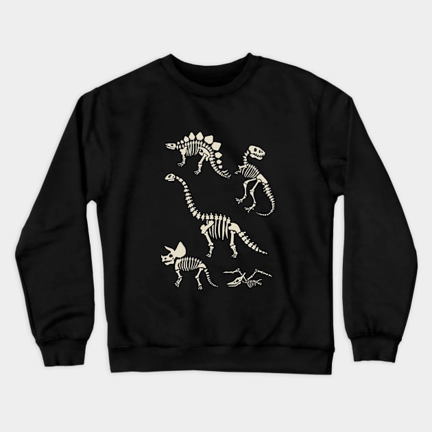 Dinosaur Fossils in Black Crewneck Sweatshirt by latheandquill